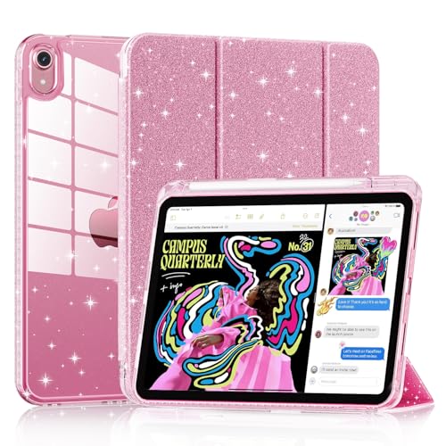 Lainergie Case for iPad (A16) 11th Generation 11-inch 2025, iPad 10th Generation 10.9-inch 2022, Cute Glittering Sparkly Shockproof Cover with Sparkly Clear Back and Pencil Holder,﻿ (Light Pink) - Image 1