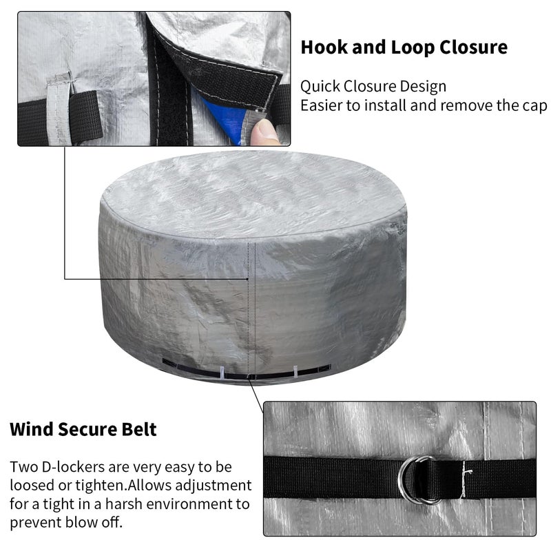 UCEDER Round Hot Tub Cover 170G Polyethylene Spa Cover Waterproof and UV Protection Hot Tub Sun Shield (83"(D) x35(H), Silver) - Image 3