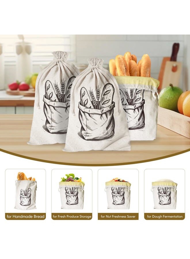 SRRUI Reusable Bread Bags for Homemade Bread，Natural BeesWax & Linen Cotton，Large Capacity and Portable,Bread Keeper for Sourdough，Food/Bread Storage,with Free Baguette Bag - Image 3