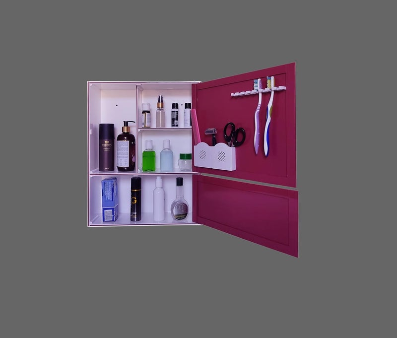 WINACO Aarti White Burgundy (14"x 4.5" x 18") Acrylic Bathroom Storage Bathroom Organizer (White Burgundy) - Image 4