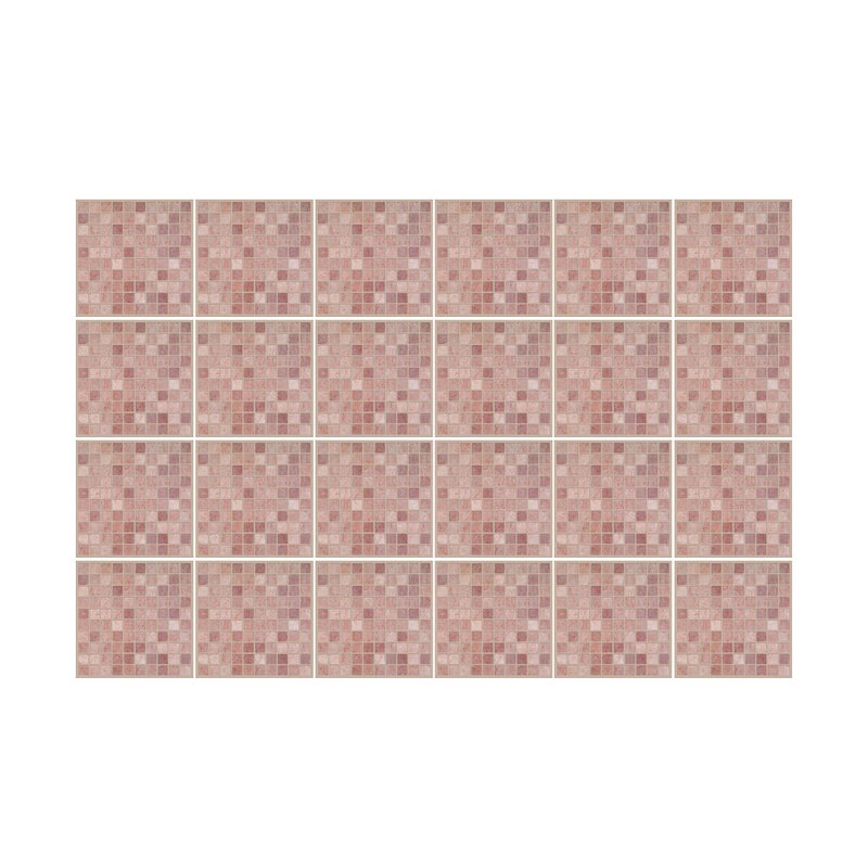 WALPLUS Pink Tile Stickers Self Adhesive Wall Tiles 15x15cm6 Stick on Tiles Kitchen Removable Self Adhesive Tiles for Walls Vintage Pink Marble Mosaic Kitchen Tile Stickers 24 Pieces