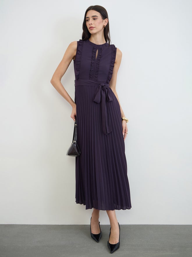 Styli Purple Ruffled Pleated Maxi Dress - Image 2
