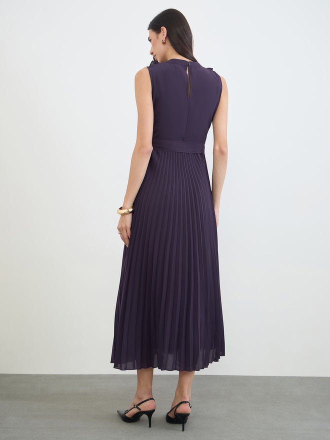 Styli Purple Ruffled Pleated Maxi Dress - Image 5
