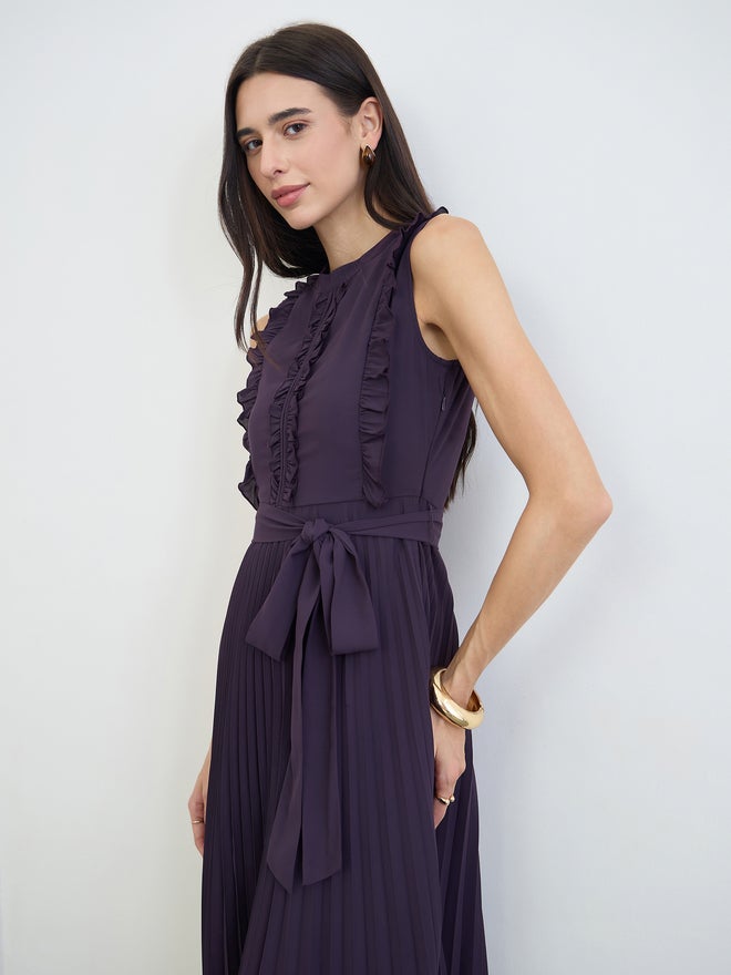 Styli Purple Ruffled Pleated Maxi Dress - Image 1