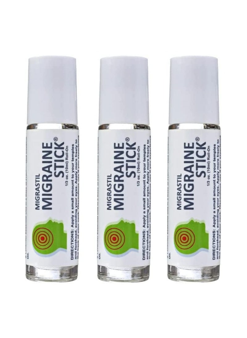 Migrastil Natural Migraine Relief Roll-on. Also Good for Tension Headaches. Made in the USA. With Peppermint, Spearmint and Lavender Essential Oils. 