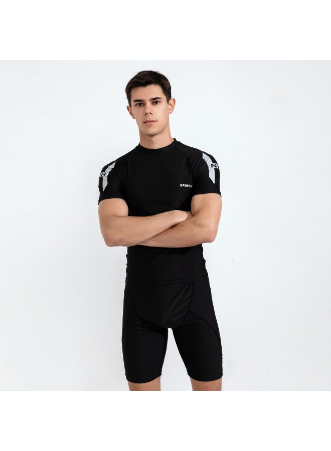 Loquat Swimwear Boys 2023 Swimming Trunks Professional Men's Swimwear Suit Adult Anti-embarrassment Men's Beach Swimwear-Color:Gray Label Top Plus Swim Trunks- - Image 1