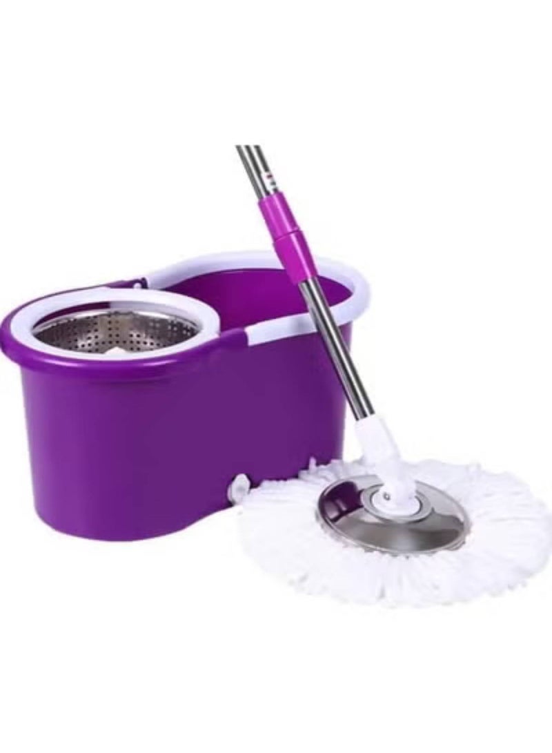 Spin Mop For Floor Cleaning Stainless Steel Mop and Bucket With Telescopic Handle Hands Free Wringing Floor Mop With 6L Large Capacity and Reusable Refills For Home Office . (PURPLE) 46 x 26 x 24 cm - Image 2