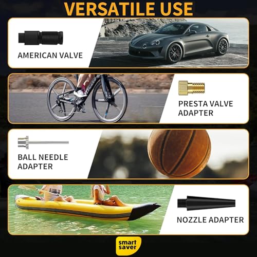 Smart Saver Cordless Tyre Inflator 4K MAH Battery, 150 PSI Portable Car, Bike Tire Pump with Digital Gauge, Powerbank, LED Light, Type-C Recharge, Auto Stop for SUV Sedan, Motorcycle, Sport Equipments - Image 3