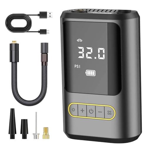 Smart Saver Cordless Tyre Inflator 4K MAH Battery, 150 PSI Portable Car, Bike Tire Pump with Digital Gauge, Powerbank, LED Light, Type-C Recharge, Auto Stop for SUV Sedan, Motorcycle, Sport Equipments - Image 1