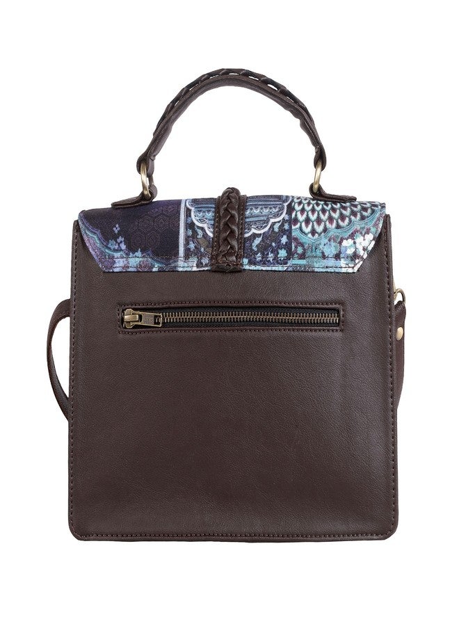 Fatfatiya Royal Heritage Satchel Bag for Women, Architectural Print Vegan Leather Structured Handbag with Sling Strap - Image 2