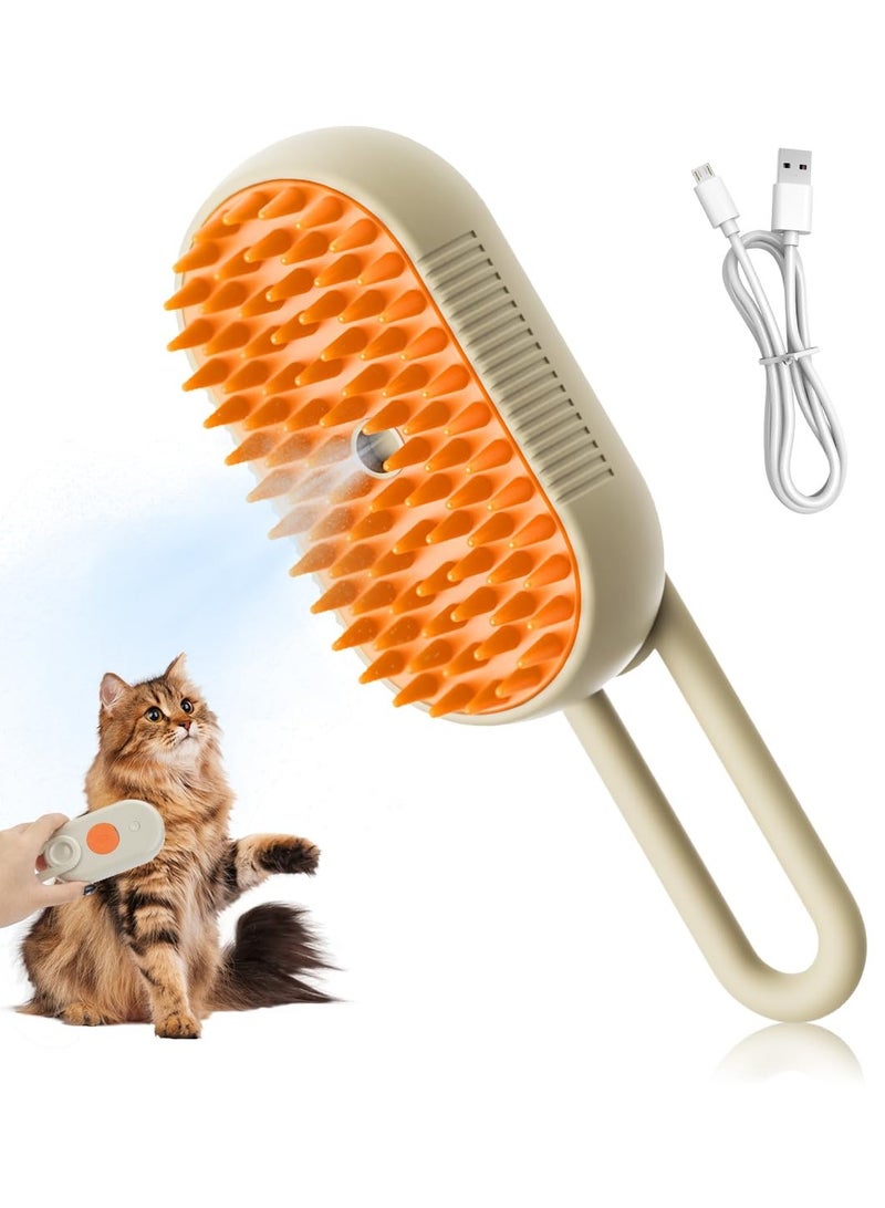 كيلا فرشاة جديدة للعناية بالقطط مع بخار - قابلة لإعادة الشحن، مضادة للكهرباء الساكنة، تدليك، تنظيف، تسريح وتمشيط، كل ذلك في فرشاة واحدة - برتقالية - Image 1