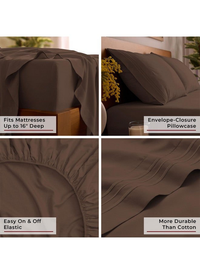 mellanni Queen, Brown : Mellanni Bed Sheet Set - Brushed Microfiber 1800 Bedding - Wrinkle, Fade, Stain Resistant - Hypoallergenic - 4 Piece (Queen, Brown)  - Image 5