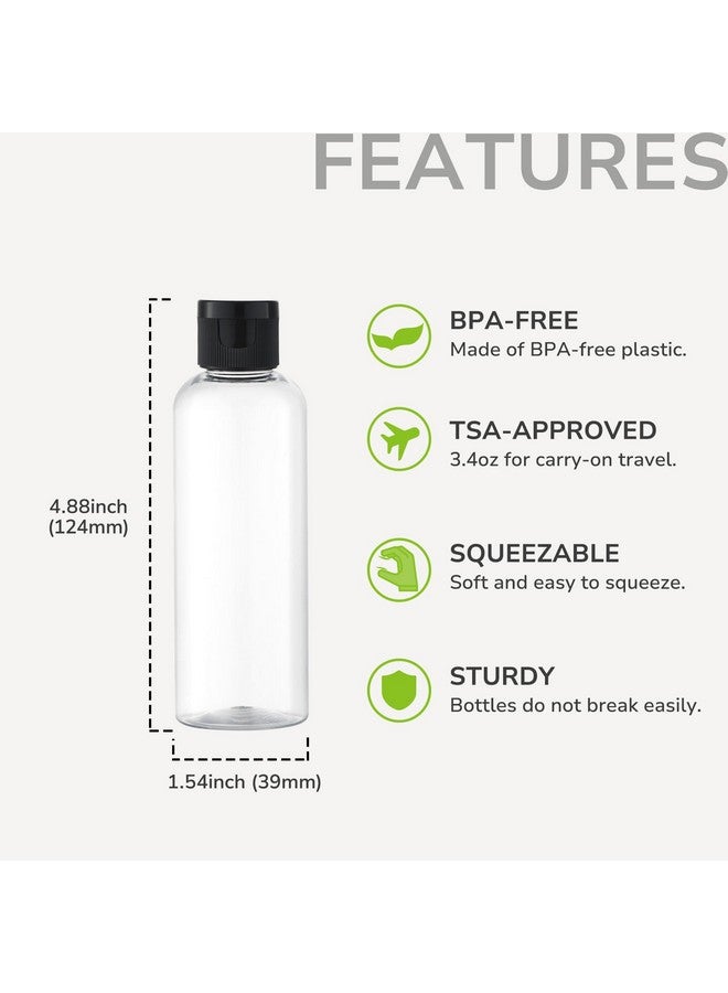 ليزا بيك زجاجات سفر LISAPACK سعة 3.4 أونصة لمستحضرات التجميل، 5 عبوات سفر للشامبو معتمدة من إدارة أمن النقل، زجاجات بلاستيكية فارغة بحجم السفر (100 مل، شفافة) - Image 2