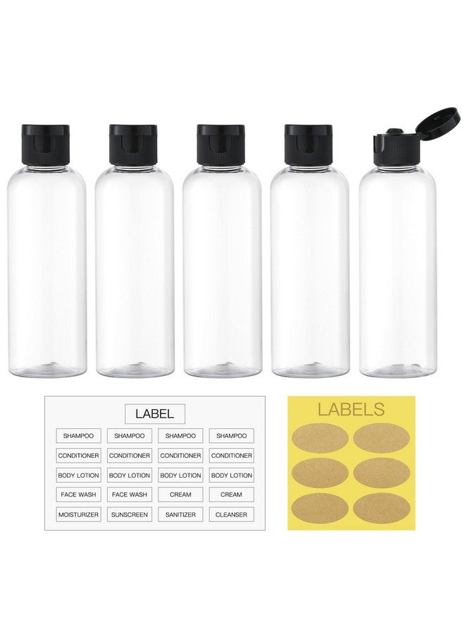 ليزا بيك زجاجات سفر LISAPACK سعة 3.4 أونصة لمستحضرات التجميل، 5 عبوات سفر للشامبو معتمدة من إدارة أمن النقل، زجاجات بلاستيكية فارغة بحجم السفر (100 مل، شفافة) - Image 1