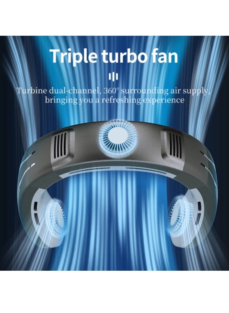 Portable Neck Cooling Fan, Triple Turbo Fan, 360° Air Flow, 15-20°C Rapid Cooling, LED Light - Image 4