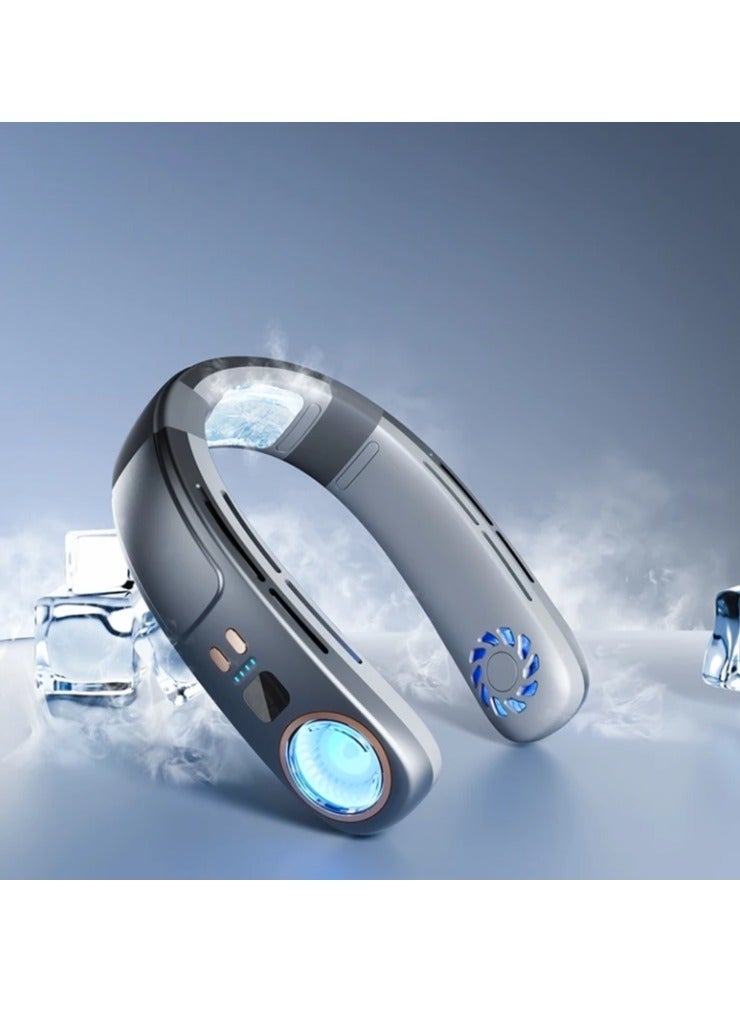 Portable Neck Cooling Fan, Triple Turbo Fan, 360° Air Flow, 15-20°C Rapid Cooling, LED Light - Image 1