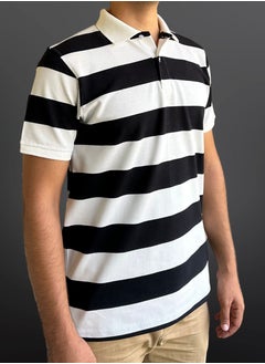 Horse Polo Striped Polo T-Shirt Black - Off white - pzsku/ZDD83C0D8399620ED5D4AZ/45/_/1718133417/d9343913-b6c5-4b57-9b63-170f384c4400