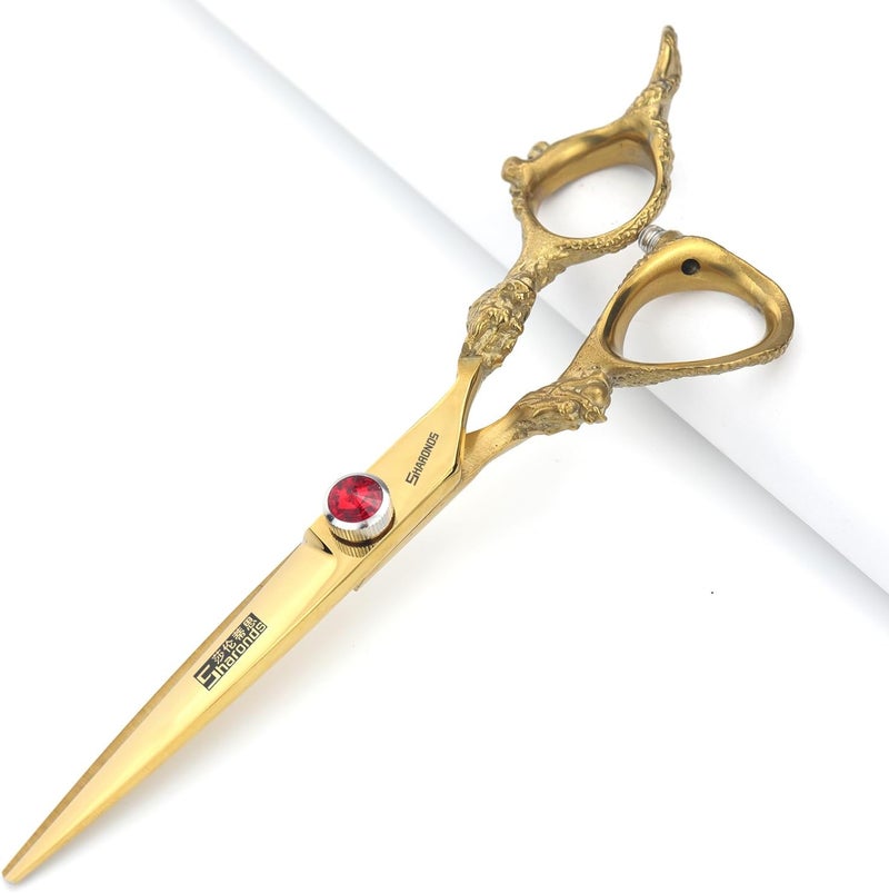 مقص قص الشعر المحترف 6 بوصة لمصففي الشعر للاستخدام المنزلي للرجال والنساء والبالغين والأطفال والرضع (مقص مسطح 6 بوصة - أ)