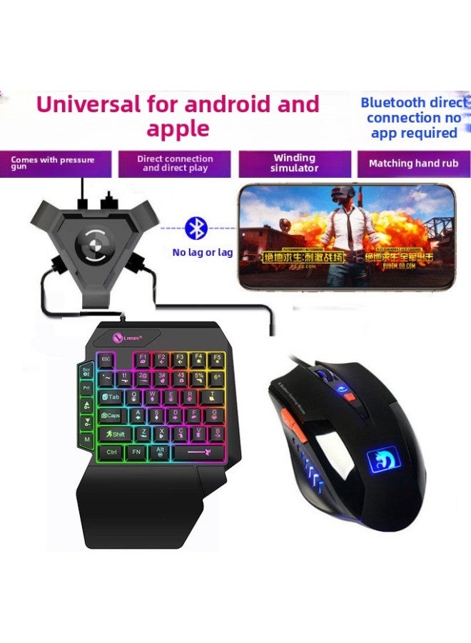 Triangle Throne Mobile Game Controller Converter Elite Keyboard Mouse External Conversion One-click Burst Fire Gamepad-Product Color:K103S + Triangle Throne + 398B Black