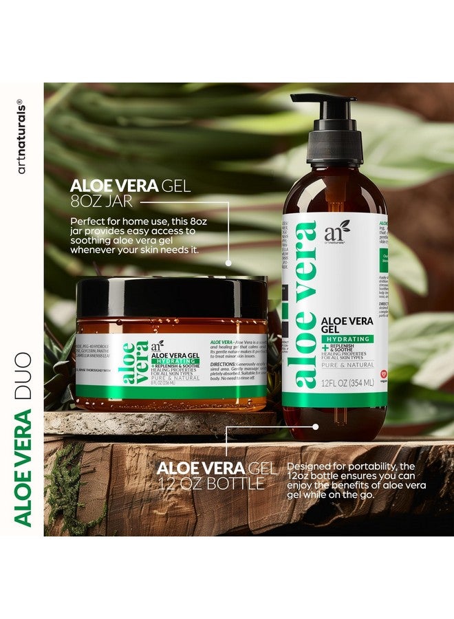 artnaturals Aloe Vera Gel Set - JUMBO 20oz (99% Pure Organic) - Sunburn Relief & Hydration for Face, Body, Scalp & Hair - Calming Moisturizer After Sun Exposure - Freshly Harvested within 12 Hours - Image 2