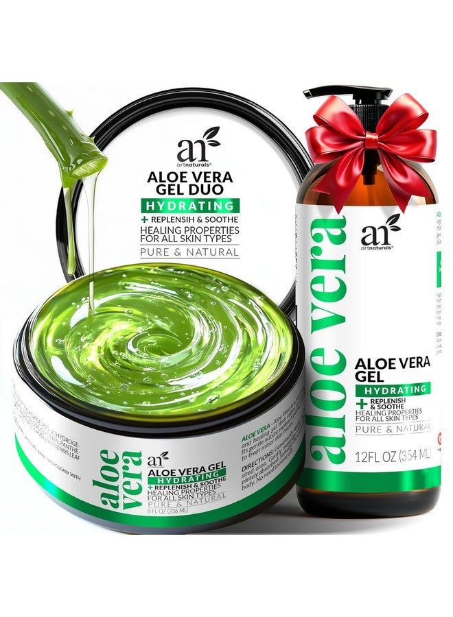 artnaturals Aloe Vera Gel Set - JUMBO 20oz (99% Pure Organic) - Sunburn Relief & Hydration for Face, Body, Scalp & Hair - Calming Moisturizer After Sun Exposure - Freshly Harvested within 12 Hours - Image 1