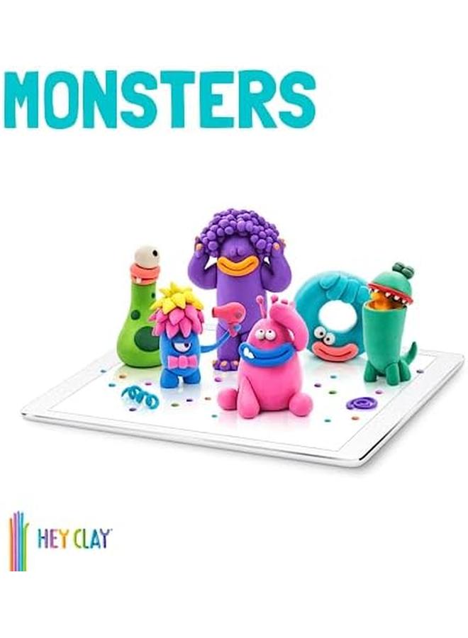 هاي كلاي مجموعة الوحوش الملونة للأطفال، مجموعة الطين الجاف بالهواء، 15 علبة وأدوات النحت مع تطبيق تعليمات تفاعلية ممتعة، متعددة الألوان - Image 2