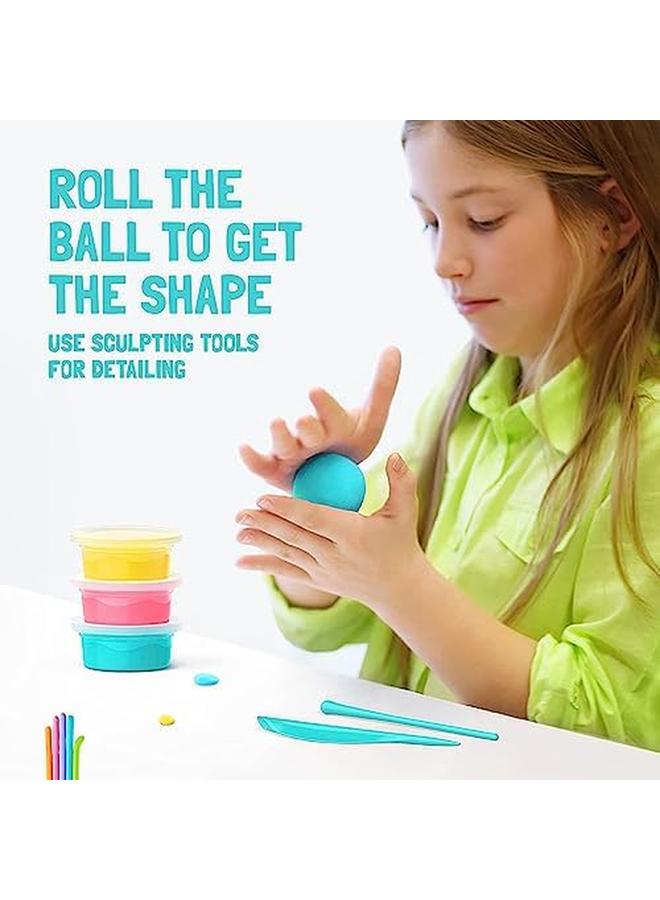 هاي كلاي مجموعة الوحوش الملونة للأطفال، مجموعة الطين الجاف بالهواء، 15 علبة وأدوات النحت مع تطبيق تعليمات تفاعلية ممتعة، متعددة الألوان - Image 4