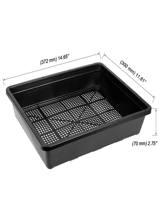 MOUYAT 14 Pack 15 x12 Inch Seed Starter Trays, Plastic Mesh Bottom Tray, Plant Germination Trays for Microgreens, Soil Blocks, Wheatgrass, Hydroponic and Fodder Systems, Black - Image 2