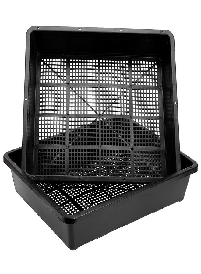 MOUYAT 14 Pack 15 x12 Inch Seed Starter Trays, Plastic Mesh Bottom Tray, Plant Germination Trays for Microgreens, Soil Blocks, Wheatgrass, Hydroponic and Fodder Systems, Black - Image 5
