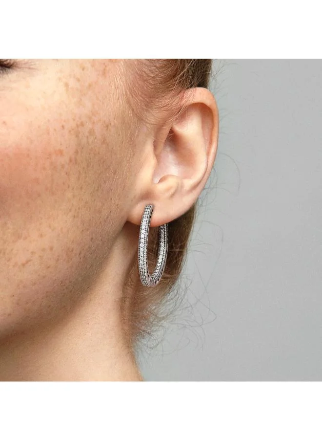 باندورا Sparkle & Hearts Hoop Earrings