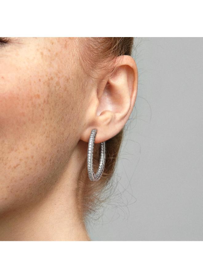 PANDORA Sparkle & Hearts Hoop Earrings - Image 2