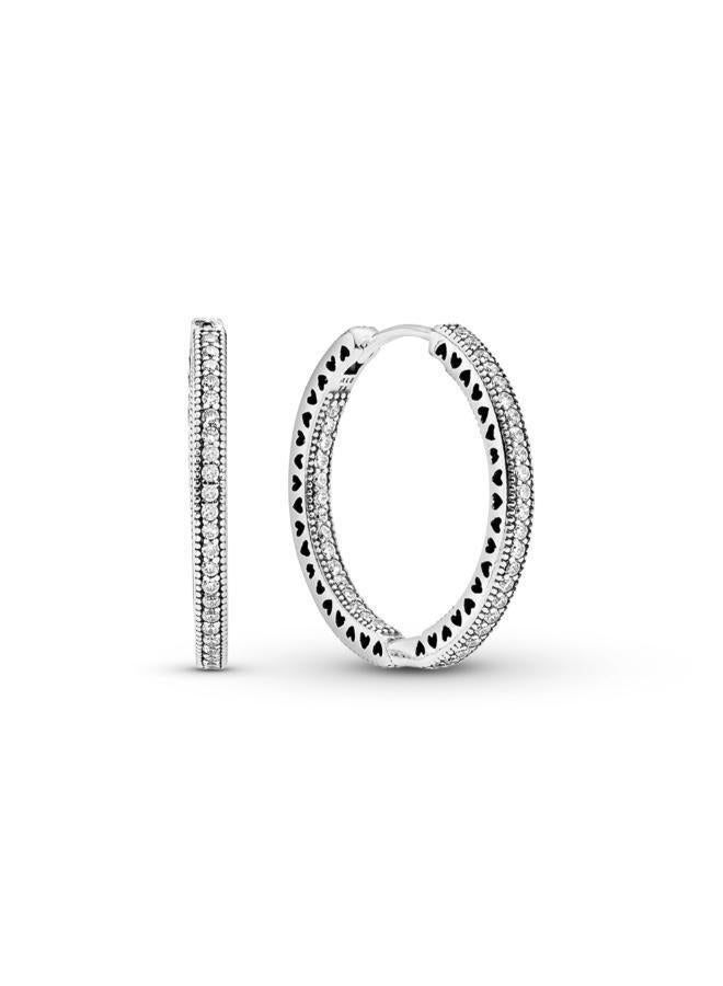 PANDORA Sparkle & Hearts Hoop Earrings - Image 1