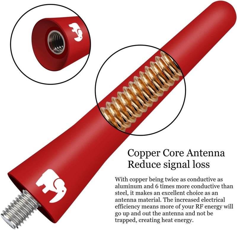 ONE250 2.5" Short Copper Core Antenna for Ford F-Series (1997-2023) - Red - Image 3