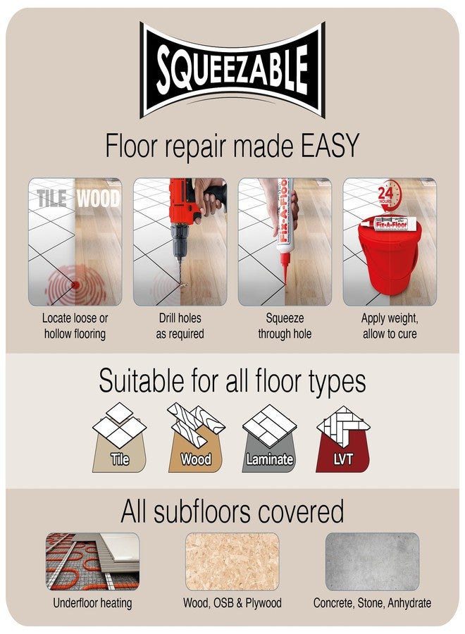 Fix-A-Floor Squeezy All-in-One Repair Glue for Loose, Hollow and Creaky Tiles, Wood, LVT, LVP and Laminate - Image 4