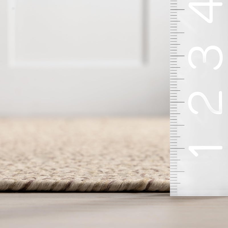 nuLOOM 5' x 8' Solid Hand Braided Indoor/Outdoor Area Rug, Pet-Friendly, High Traffic, Weather Resistant, for Patio, Balcony, Bedroom, Living Room, Dining Room, Wynn Tan - Image 3
