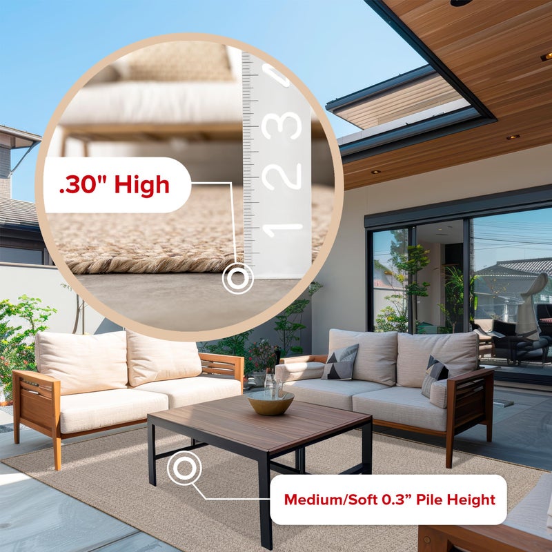 nuLOOM 5' x 8' Solid Hand Braided Indoor/Outdoor Area Rug, Pet-Friendly, High Traffic, Weather Resistant, for Patio, Balcony, Bedroom, Living Room, Dining Room, Wynn Tan - Image 5
