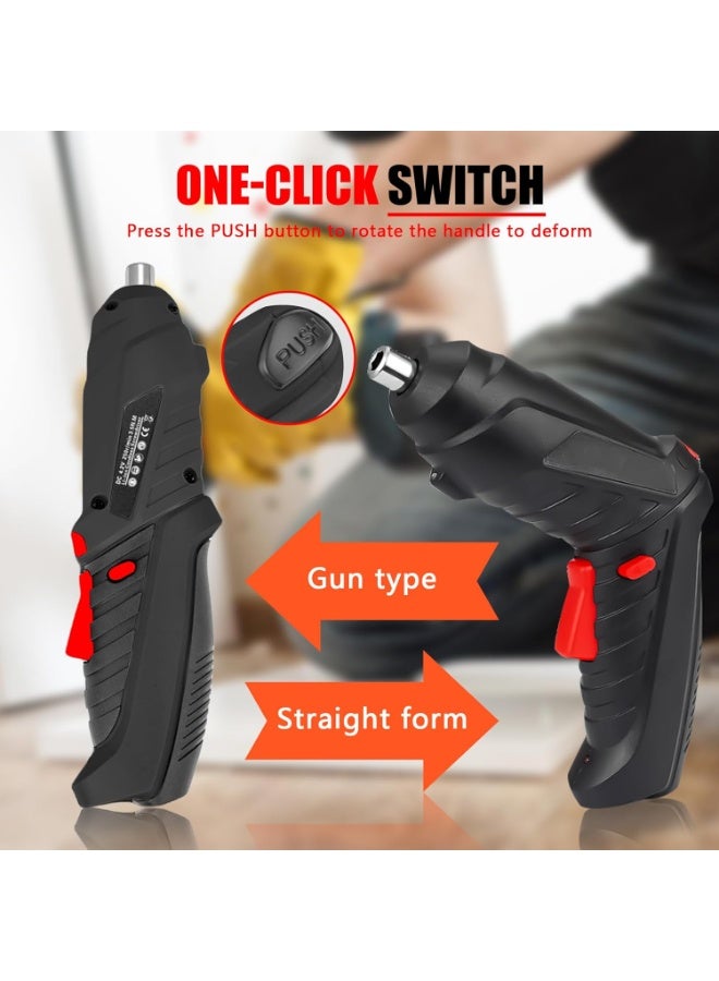 4.2V Cordless Screwdriver, Small 3.5 Nm Cordless Screwdriver Set with 47-Piece Accessories, Mini Electric Battery Screwdriver with LED Light, USB Charging Cable and Case – Black Battery Drill for Screws - Image 5