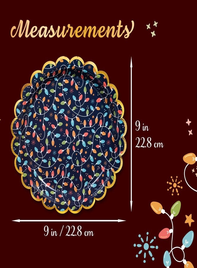 Confettiville أطباق ورقية لعيد الميلاد من كونفيتيفيل، 50 طبق عشاء للاستخدام مرة واحدة، ذهبية اللون، مستلزمات الحفلات - Image 4