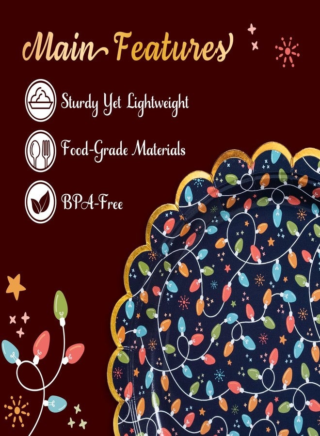 Confettiville أطباق ورقية لعيد الميلاد من كونفيتيفيل، 50 طبق عشاء للاستخدام مرة واحدة، ذهبية اللون، مستلزمات الحفلات - Image 5