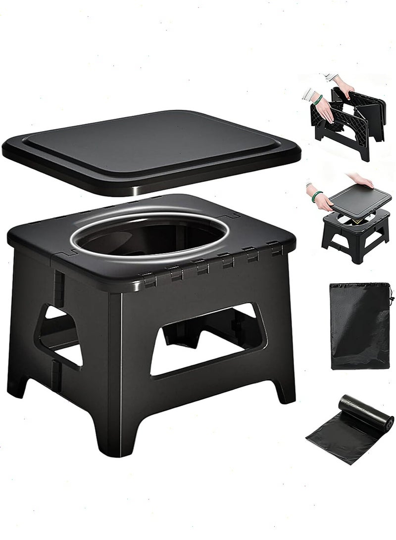 Yoawllty Portable Toilet, Outdoor Camping Toilet with Lid, Folding Emergency Toilet for Adults Children, Compact Portable Potty for Camping, Cars, Hiking, Beaches - Image 1