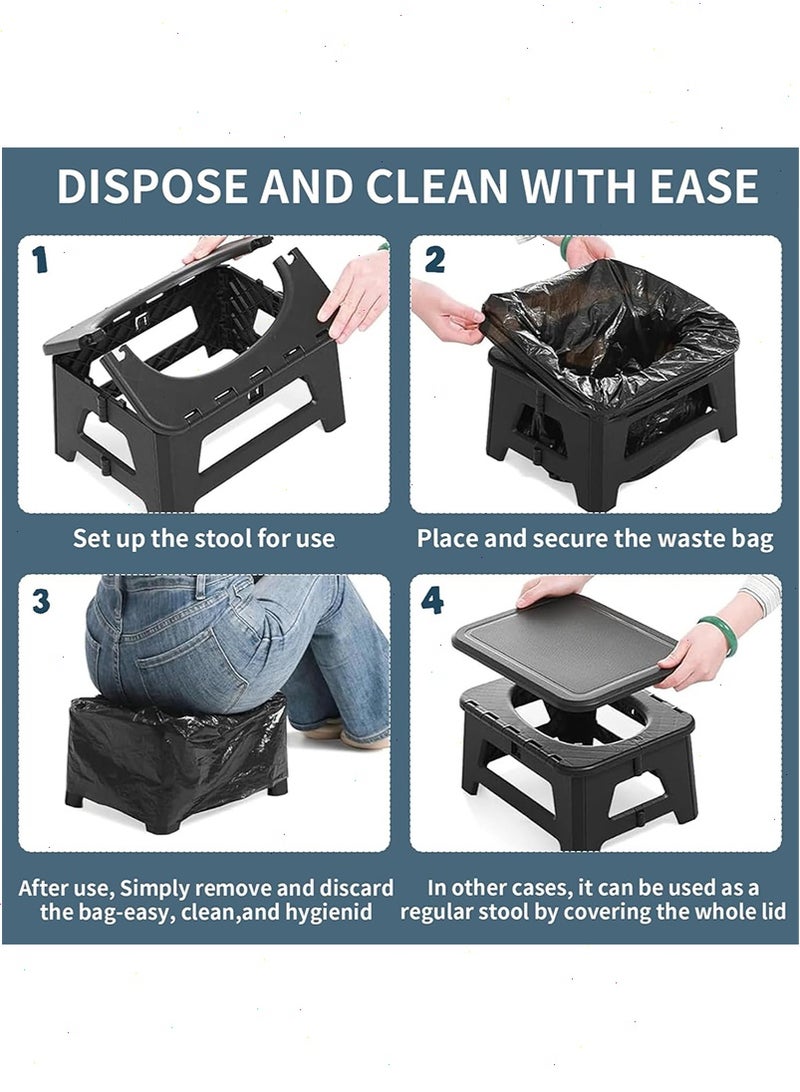 Yoawllty Portable Toilet, Outdoor Camping Toilet with Lid, Folding Emergency Toilet for Adults Children, Compact Portable Potty for Camping, Cars, Hiking, Beaches - Image 4