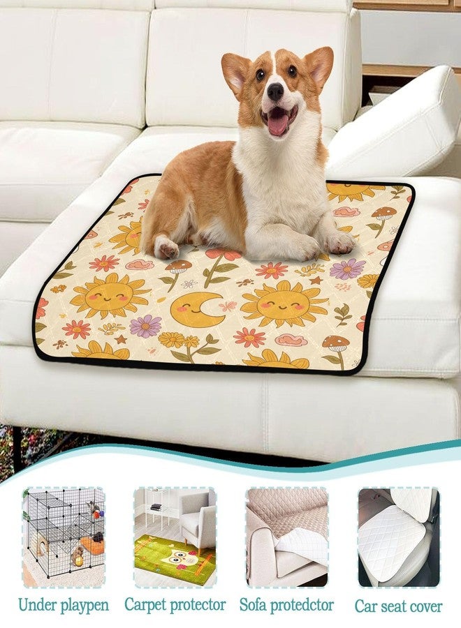 KEEPREAL Cute Sun and Moon Washable Pee Pads for Dogs 3 Pack | Reusable Absorbent Training Puppy Pads with Non-Slip Backing for Whelping, Playpen, Crate & Bed (24"x36" + 36"x42")#464 - Image 5