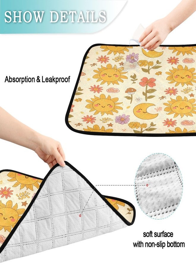KEEPREAL Cute Sun and Moon Washable Pee Pads for Dogs 3 Pack | Reusable Absorbent Training Puppy Pads with Non-Slip Backing for Whelping, Playpen, Crate & Bed (24"x36" + 36"x42")#464 - Image 3