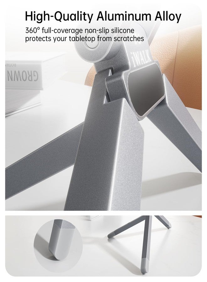iWALK Magnetic Foldable Metal Phone Stand for iPhone, Strong Magnet Mini Cell Phone Tripod Stand for Vlog, Gym, Travel Essentials Compatible with iPhone 17, 16, 15, 14, 13, 12 Series, Silver - Image 4