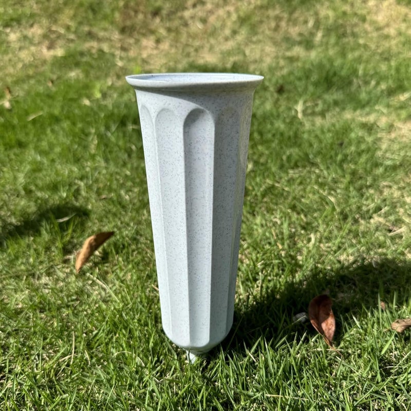 OTDCGI Memorial Floral Vases, Cemetery Vase, Headstones Flower Holder, Grave Cone Vase, Flower Pots for Outdoor Plants, Decorative Plastic Containers (Set of 6, Gray) - Image 2