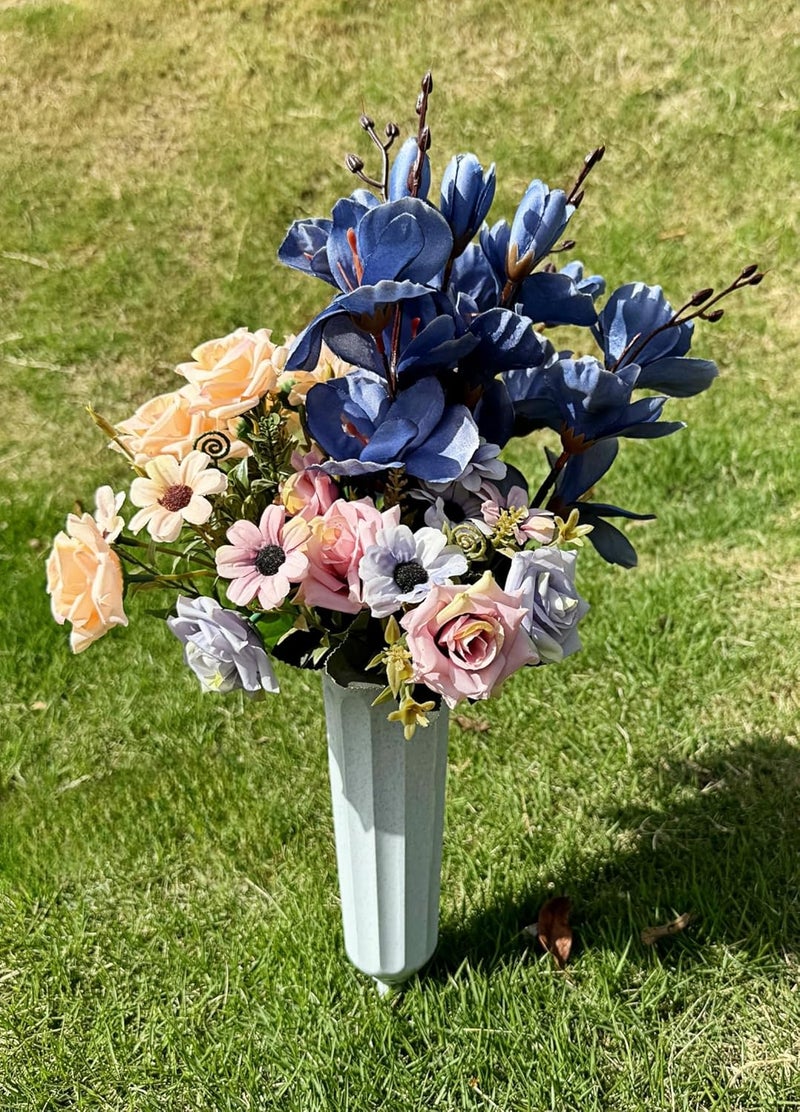 OTDCGI Memorial Floral Vases, Cemetery Vase, Headstones Flower Holder, Grave Cone Vase, Flower Pots for Outdoor Plants, Decorative Plastic Containers (Set of 6, Gray) - Image 3