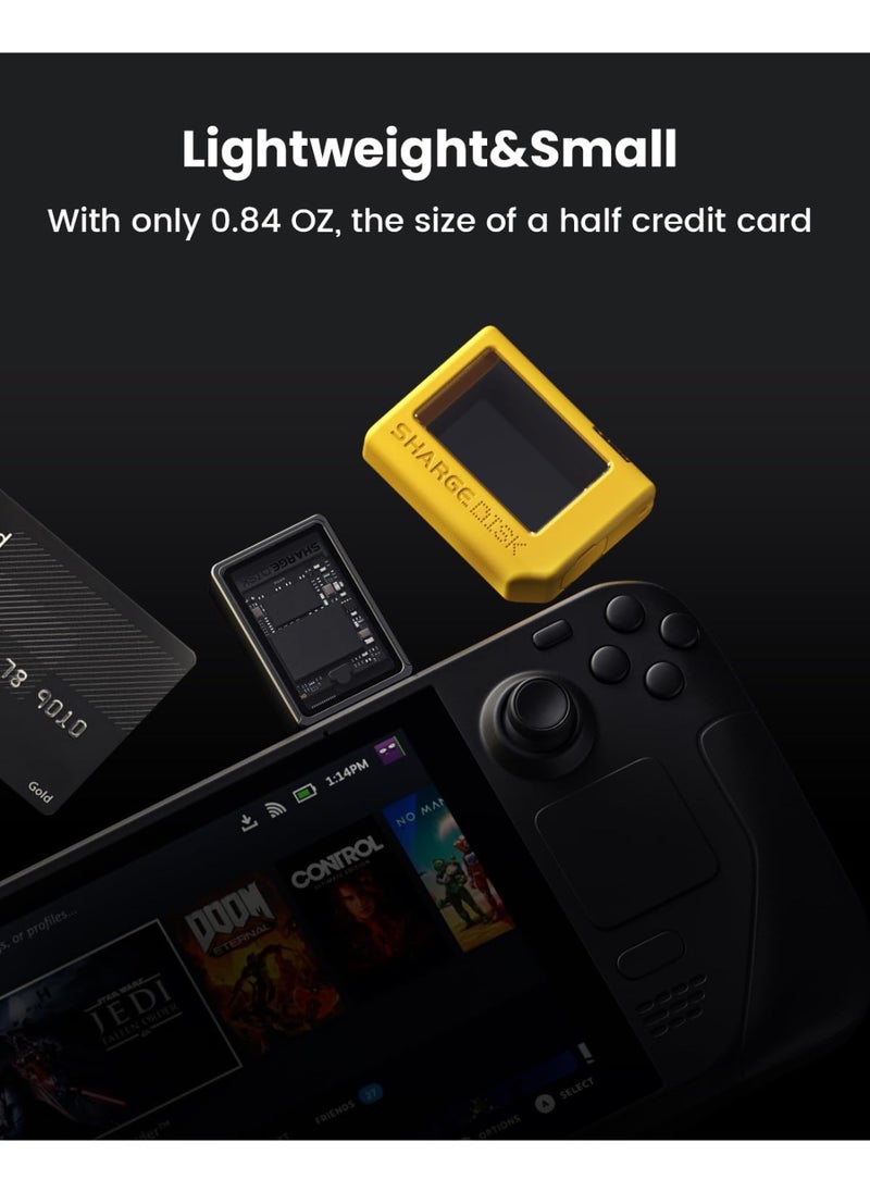 SHARGE - Sharge Disk M.2 NVMe SSD Enclosure with Active Cooling System, 10Gbps USB C 3.2 Gen2, Enclosure NVMe Reader Supports M Keys and Size 2230 SSDs, Yellow - Image 1