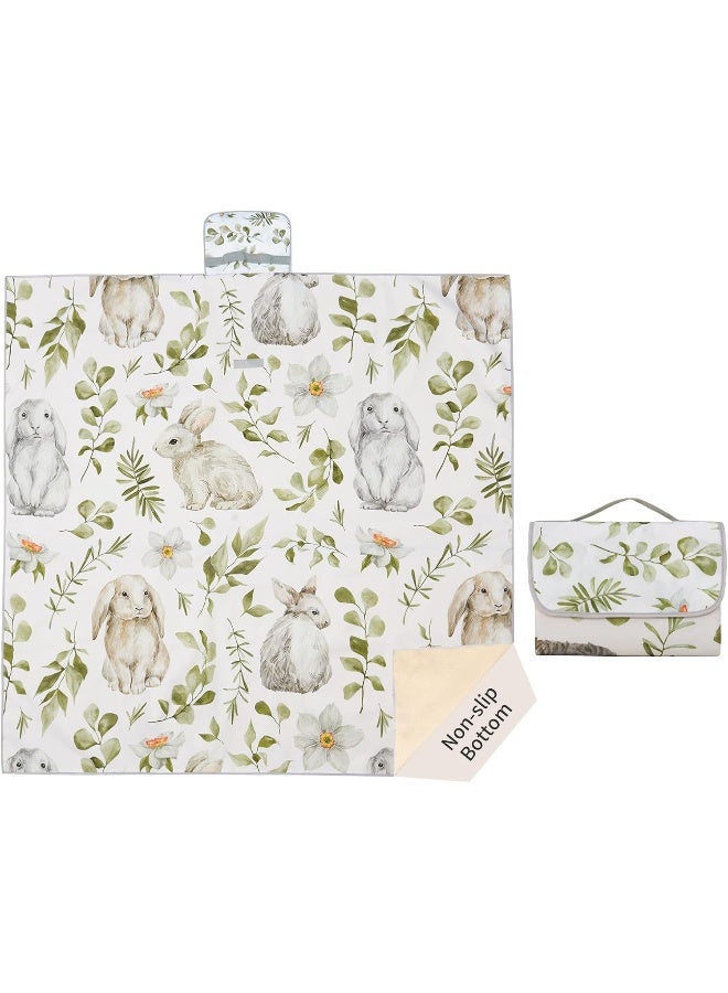 Insular Baby Splat Mat for Under High Chair/Arts/Crafts, Anti Slip and Waterproof Splash Mat for Floor, Portable Picnic Mat, 51x51 Inch, Rabbit - Image 1