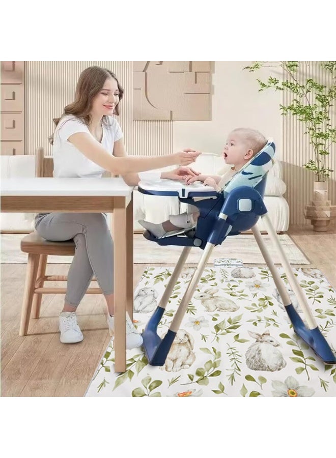 Insular Baby Splat Mat for Under High Chair/Arts/Crafts, Anti Slip and Waterproof Splash Mat for Floor, Portable Picnic Mat, 51x51 Inch, Rabbit - Image 2