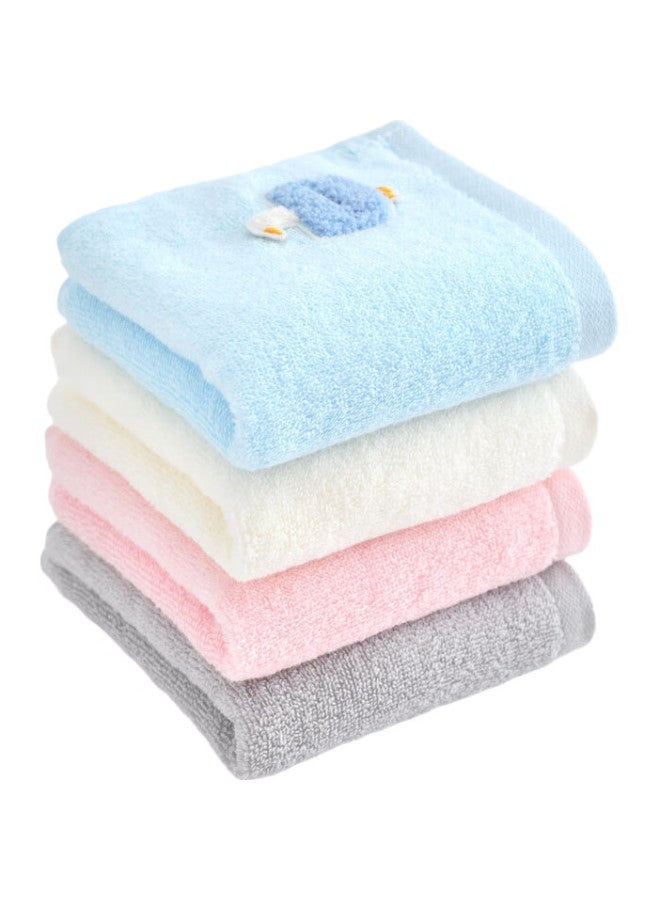 Grace Soft Skin-Friendly Children'S Small Towel, Sweet Duck Cartoon Sticker, Girls' Face Towel, Pack Of Four - Image 2